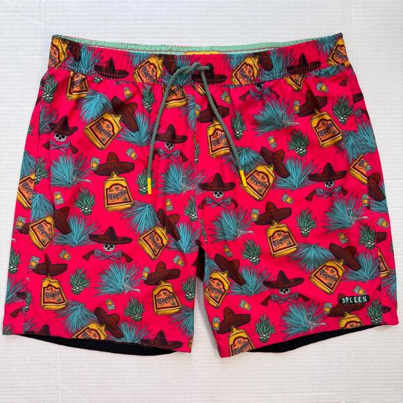 Sullen Swim Trunks Mens XL Tequila Skull Party Western Beach Cruise Resort NEW - Picture 1 of 11